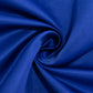 Royal blue satin tablecloth for 8-foot table with floor-length drop.