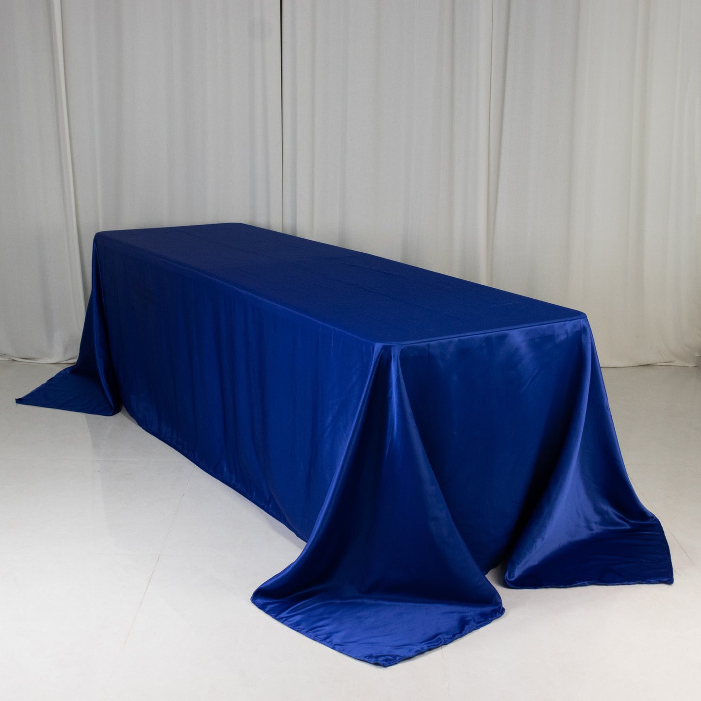 Royal Blue Seamless Lamour Satin Tablecloth for 8 Foot Table
