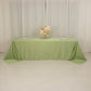 90"x156" Sage Green Seamless Lamour Satin Rectangle Tablecloth for 8 Foot Table With Floor-Length Drop