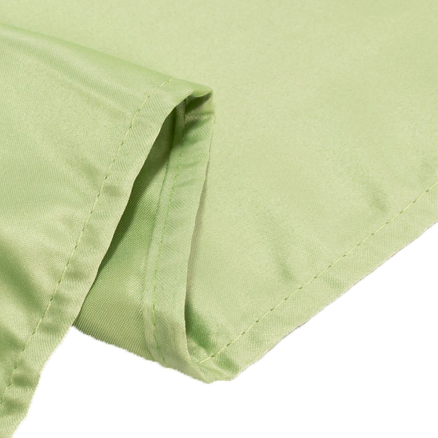 90"x156" Sage Green Seamless Lamour Satin Rectangle Tablecloth for 8 Foot Table With Floor-Length Drop