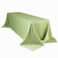 90"x156" Sage Green Seamless Lamour Satin Rectangle Tablecloth for 8 Foot Table With Floor-Length Drop