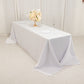 90"x156" White Seamless Lamour Satin Rectangle Tablecloth for 8 Foot Table With Floor-Length Drop