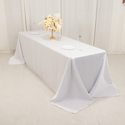 Stunning White Lamour Satin Rectangle Tablecloth 90"x156"