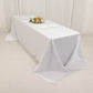 90"x156" White Seamless Lamour Satin Rectangle Tablecloth for 8 Foot Table With Floor-Length Drop