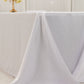 90"x156" White Seamless Lamour Satin Rectangle Tablecloth for 8 Foot Table With Floor-Length Drop