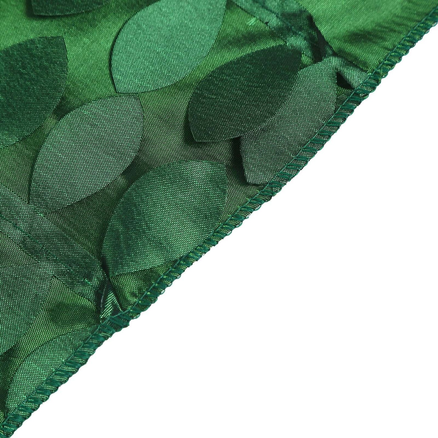 54" green leaf petal taffeta fabric square overlay detail. #whtbkgd
