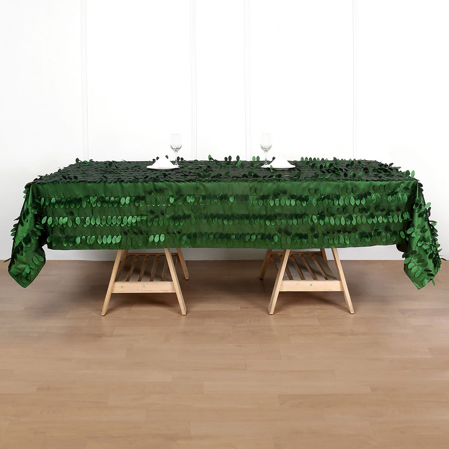 Rectangle 60 Inch x 102 Tablecloth Taffeta Material Green Leaf Petal