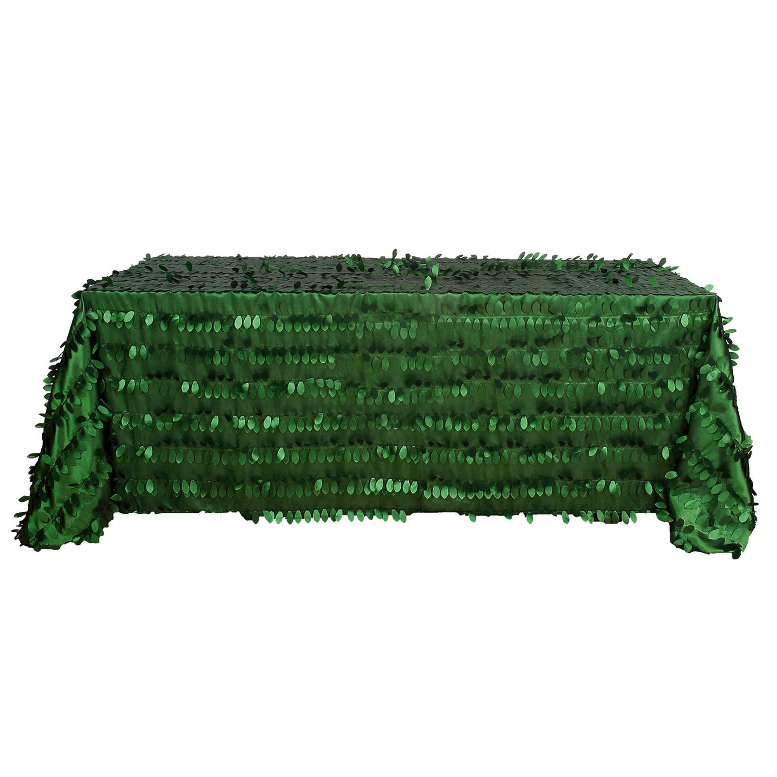 Rectangle Tablecloth 90 Inch x 132 Inch Leaf Petal Taffeta Green
