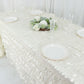 Rectangle Shaped Ivory Colored Leaf Petal Taffeta Tablecloth 90 Inch x 132 Inch