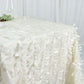 90"x132" Ivory Leaf Petal Taffeta Seamless Rectangle Tablecloth