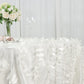 90"x132" Ivory Leaf Petal Taffeta Seamless Rectangle Tablecloth