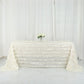 90"x132" Ivory Leaf Petal Taffeta Seamless Rectangle Tablecloth