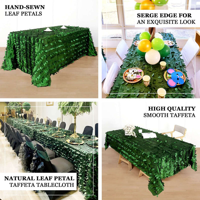 60"x102" Green Leaf Petal Taffeta Rectangle Tablecloth