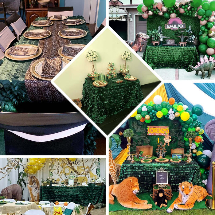 60"x102" Green Leaf Petal Taffeta Rectangle Tablecloth