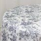 Polyester 108" Round Tablecloth White - Black French Toile Pattern for Chic Weddings