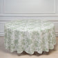 Polyester 108" Round Tablecloth White - Dusty Sage Green French Toile Pattern for Chic Weddings