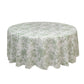 Polyester 108" Round Tablecloth White - Dusty Sage Green French Toile Pattern for Chic Weddings