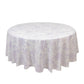 Polyester 108" Round Tablecloth White - Lavender Lilac French Toile Pattern for Chic Weddings