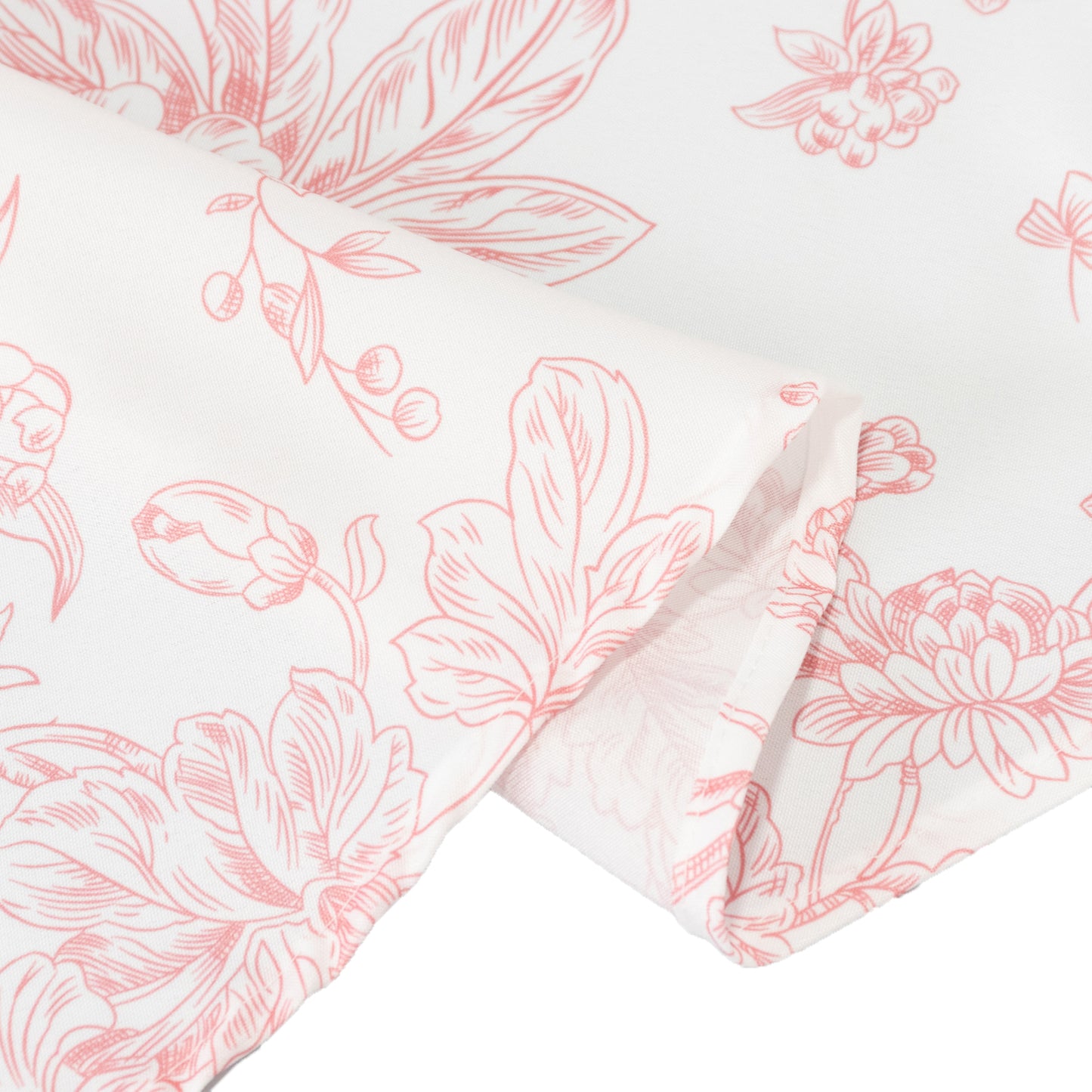 Polyester 108" Round Tablecloth White - Pink French Toile Pattern for Chic Weddings