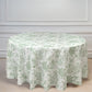 Polyester 120" Round Tablecloth White - Dusty Sage Green French Toile Pattern for Chic Weddings