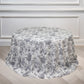 Polyester 132" Round Tablecloth White - Black French Toile Pattern for Chic Weddings