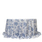 Polyester 132" Round Tablecloth White - Blue French Toile Pattern for Chic Weddings