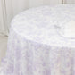 Polyester 132" Round Tablecloth White - Lavender Lilac French Toile Pattern for Chic Weddings