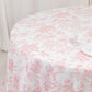 Polyester 132" Round Tablecloth White - Pink French Toile Pattern for Chic Weddings