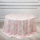 Polyester 132" Round Tablecloth White - Pink French Toile Pattern for Chic Weddings