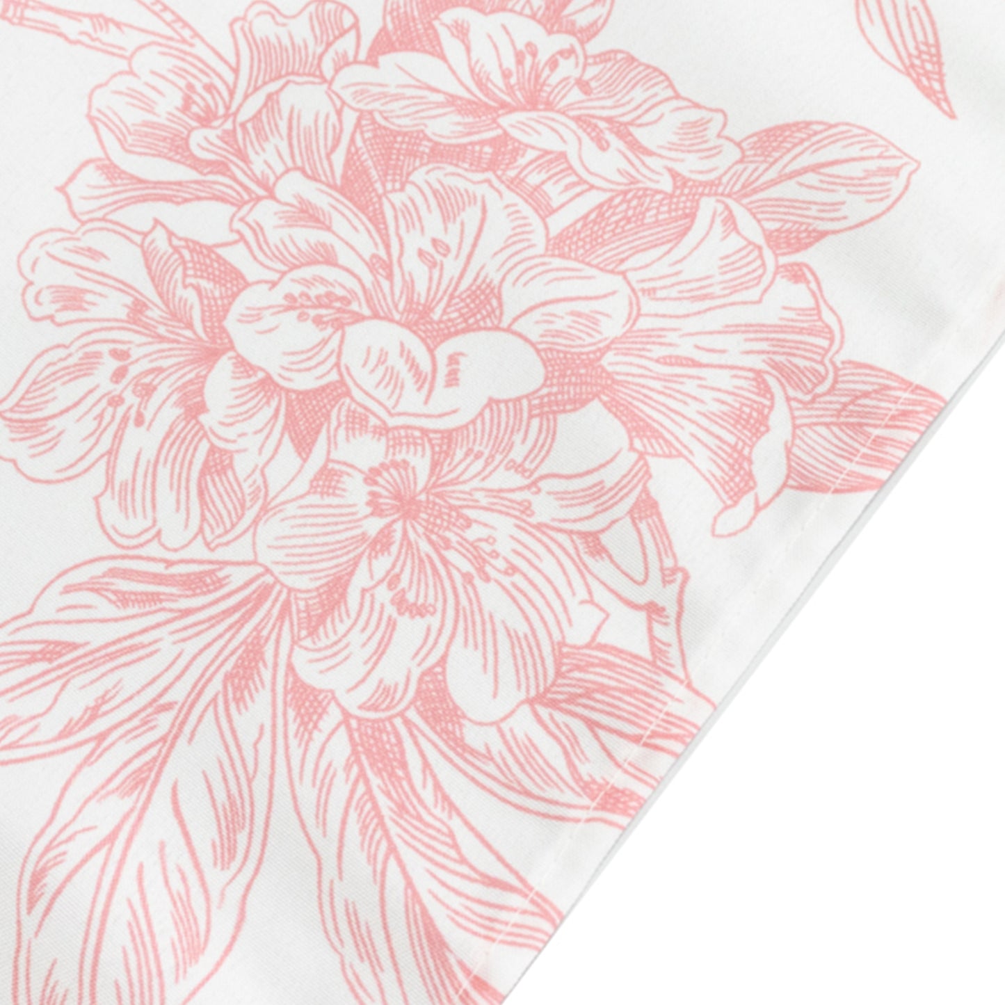 60"x102" White Pink French Toile Polyester Tablecloth, Floral Table Cloth for Dining Tables