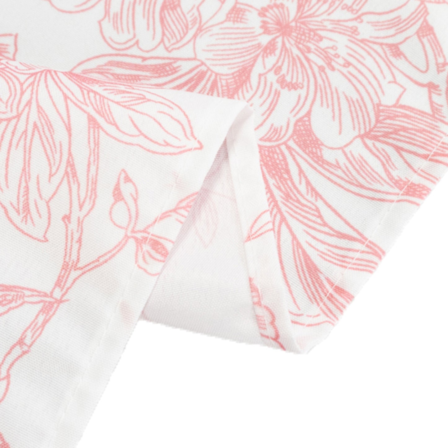 60"x102" White Pink French Toile Polyester Tablecloth, Floral Table Cloth for Dining Tables