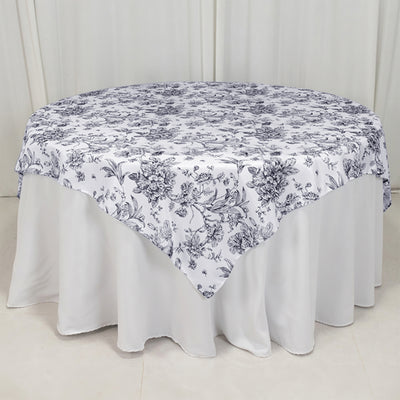 Black Toile Square Table Overlay
