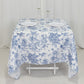 70"x70" White Blue French Toile Polyester Square Tablecloth, Floral Table Cloth for Dining Tables