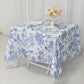 70"x70" White Blue French Toile Polyester Square Table Overlay, Floral Table Topper for Dining Tables