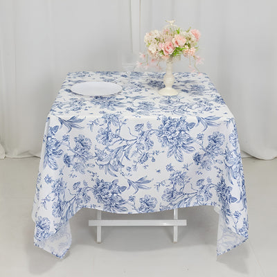 Beautiful White Blue French Toile Tablecloth