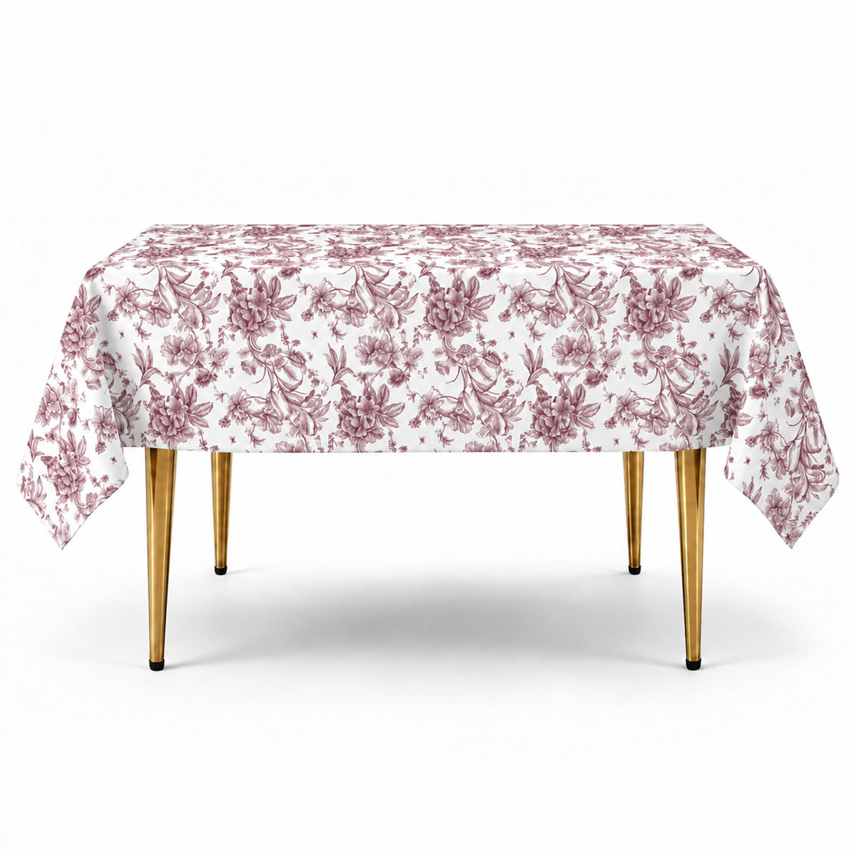 Polyester 70"x70" Square Tablecloth White - Burgundy French Toile Pattern for Elegant Occasions
