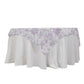 Polyester 70"x70" Table Overlay White - Lavender Lilac French Toile Pattern for Stylish Events