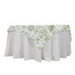Polyester 70"x70" Table Overlay White - Dusty Sage Green French Toile Pattern for Stylish Events