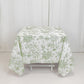 Polyester 70"x70" Table Overlay White - Dusty Sage Green French Toile Pattern for Stylish Events