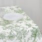 Polyester 70"x70" Square Tablecloth White - Dusty Sage Green French Toile Pattern for Elegant Occasions