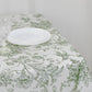 Polyester 70"x70" Table Overlay White - Dusty Sage Green French Toile Pattern for Stylish Events