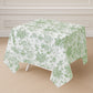 Polyester 70"x70" Square Tablecloth White - Dusty Sage Green French Toile Pattern for Elegant Occasions