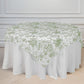Polyester 70"x70" Table Overlay White - Dusty Sage Green French Toile Pattern for Stylish Events