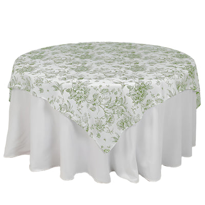 Dusty Sage Toile Square Table Overlay