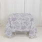 Polyester 70"x70" Square Tablecloth White - Lavender Lilac French Toile Pattern for Elegant Occasions