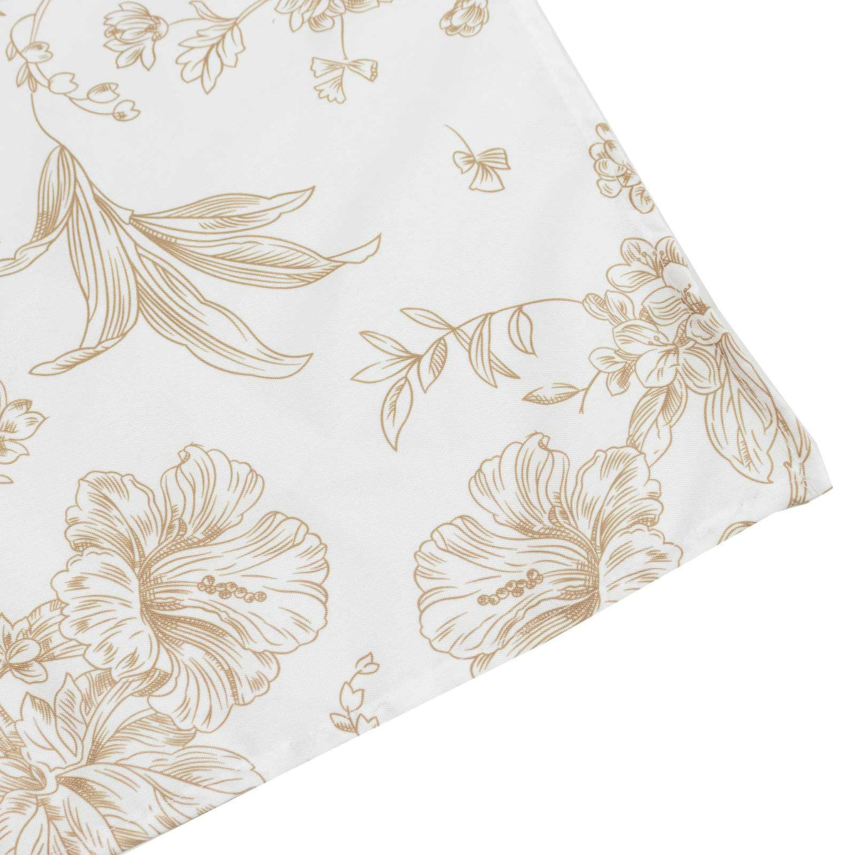 Polyester 70"x70" Square Tablecloth White - Taupe French Toile Pattern for Elegant Occasions