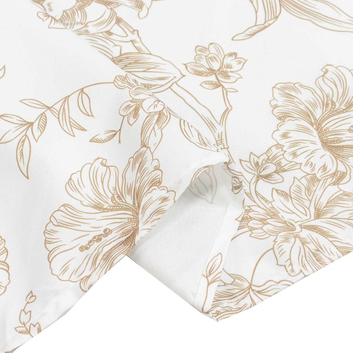 Polyester 70"x70" Square Tablecloth White - Taupe French Toile Pattern for Elegant Occasions