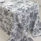 Polyester 90"x132" Rectangle Tablecloth White - Seamless Black French Toile Pattern for Formal Celebrations