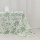 Polyester 90"x132" Rectangle Tablecloth White - Seamless Dusty Sage Green French Toile Pattern for Formal Celebrations