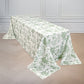 Polyester 90"x132" Rectangle Tablecloth White - Seamless Dusty Sage Green French Toile Pattern for Formal Celebrations